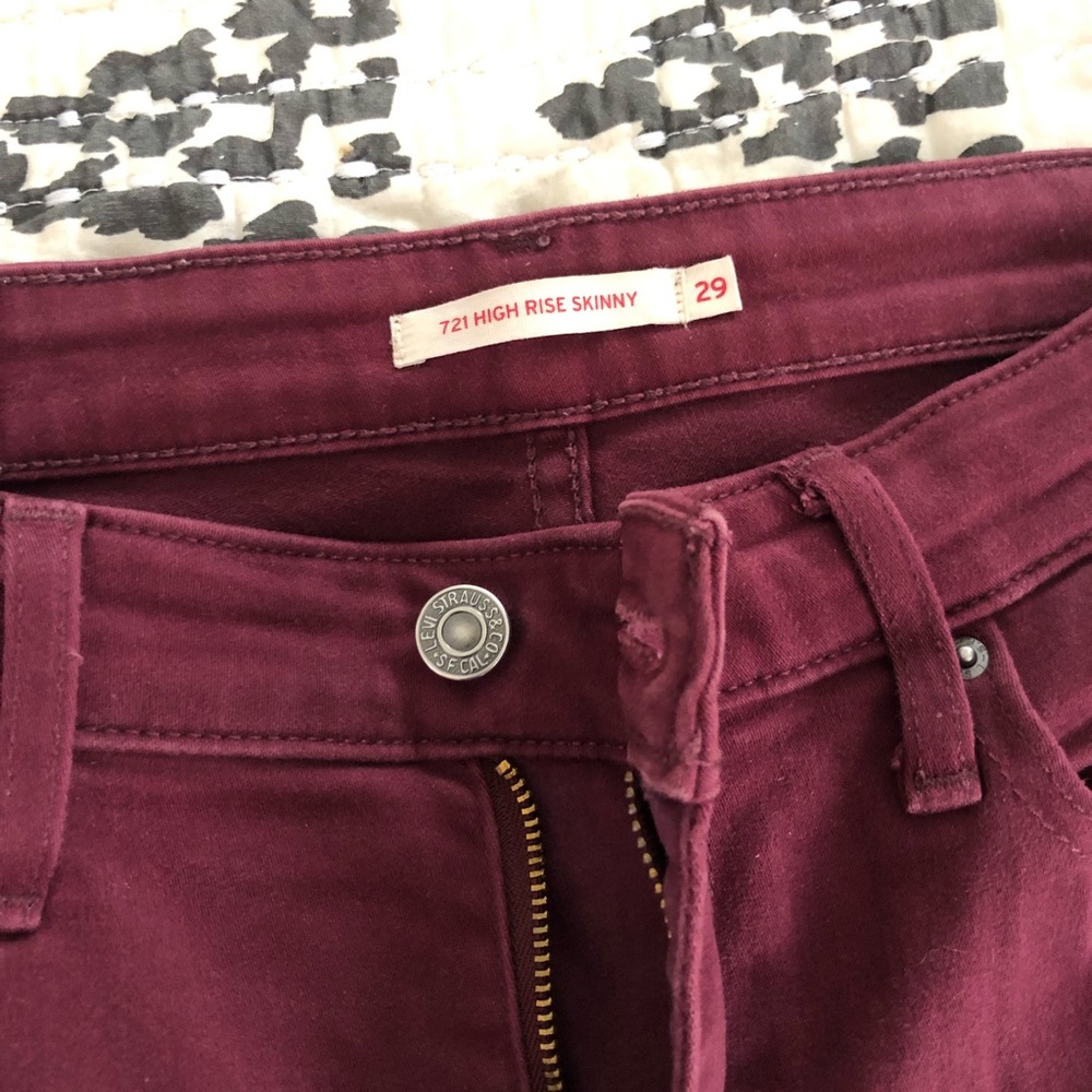 Levi’s high waisted skinny dark red skinny jeans